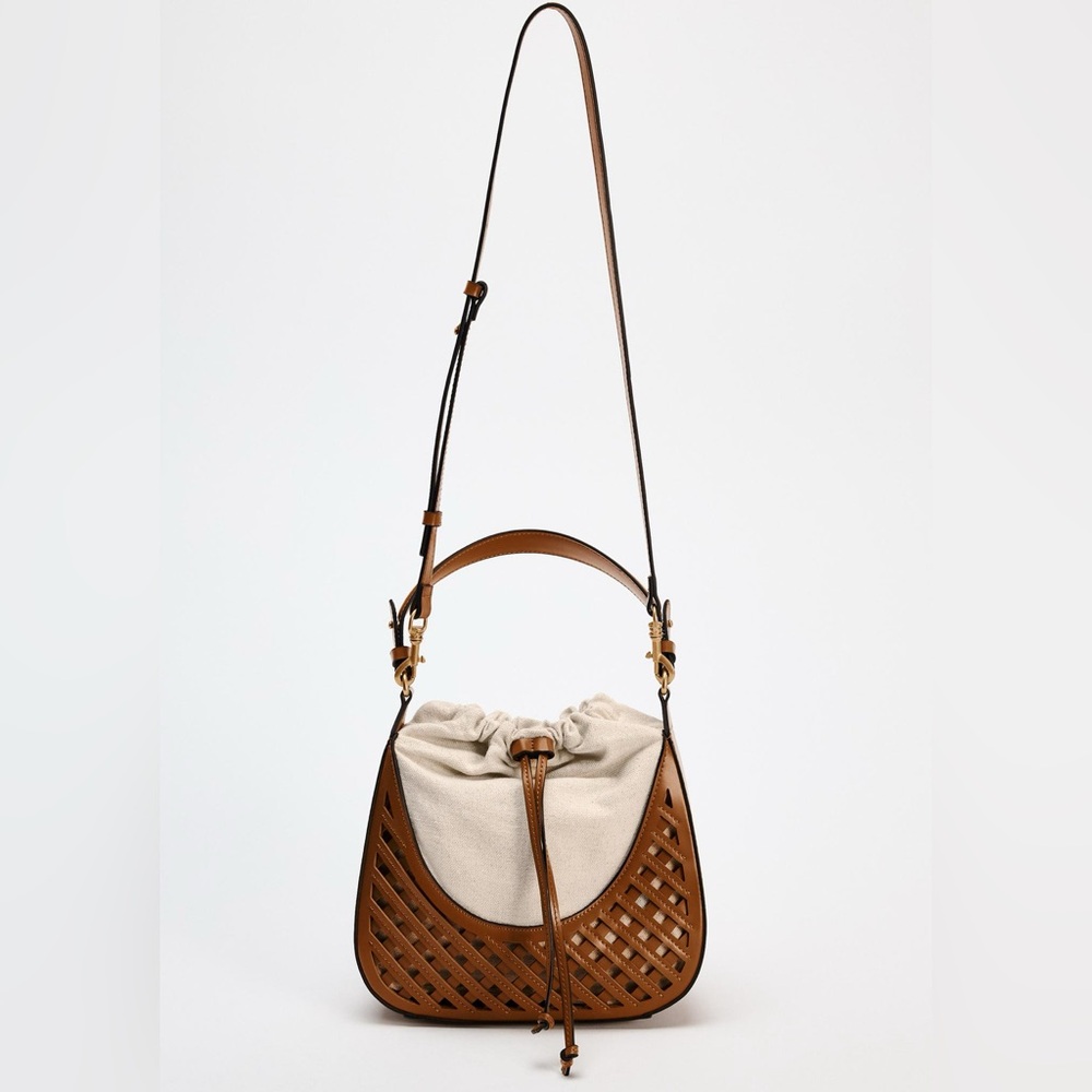 NWT ZARA CONTRASTING BUCKET BAG - Picture 3 of 7